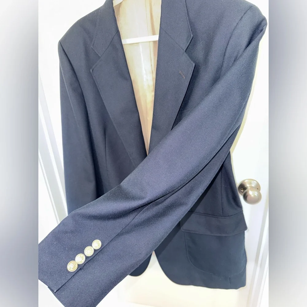 Savile Row Men's Navy Blue Blazer with Gold Buttons size 40L - Picture 12 of 16